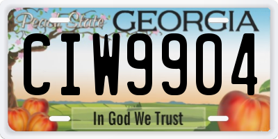 GA license plate CIW9904