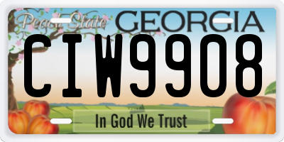 GA license plate CIW9908