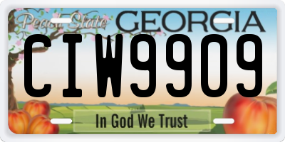 GA license plate CIW9909
