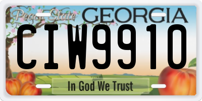 GA license plate CIW9910