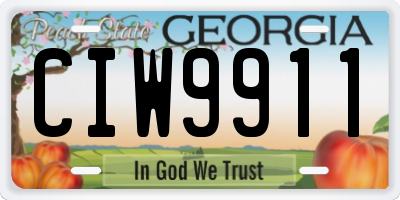 GA license plate CIW9911