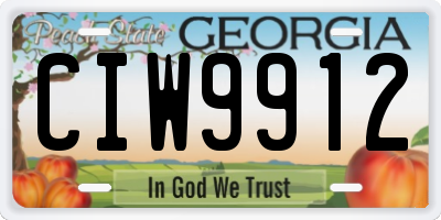 GA license plate CIW9912