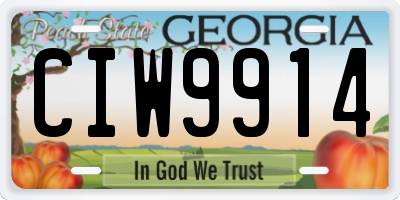 GA license plate CIW9914