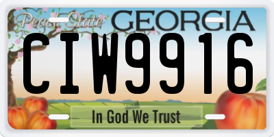 GA license plate CIW9916