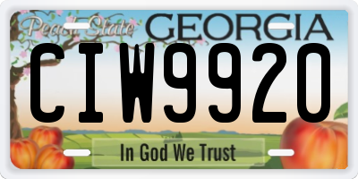 GA license plate CIW9920