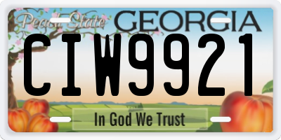 GA license plate CIW9921