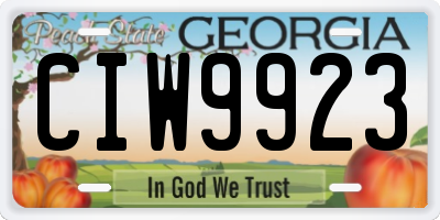 GA license plate CIW9923