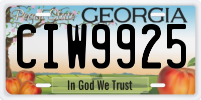 GA license plate CIW9925