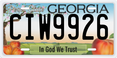 GA license plate CIW9926