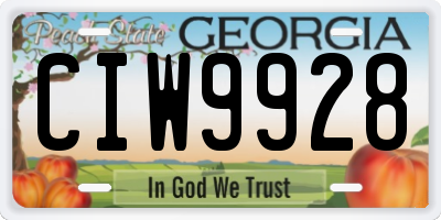 GA license plate CIW9928