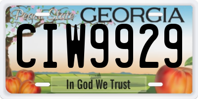 GA license plate CIW9929