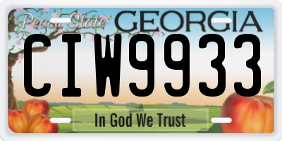 GA license plate CIW9933