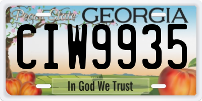 GA license plate CIW9935