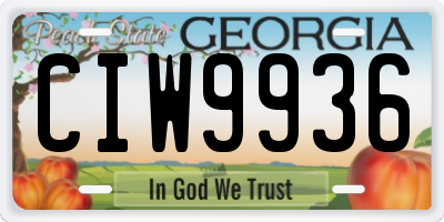 GA license plate CIW9936