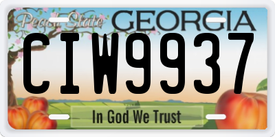 GA license plate CIW9937