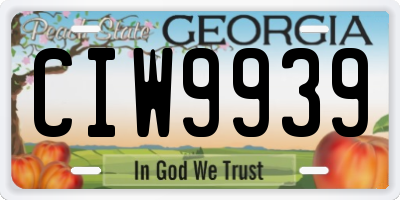GA license plate CIW9939