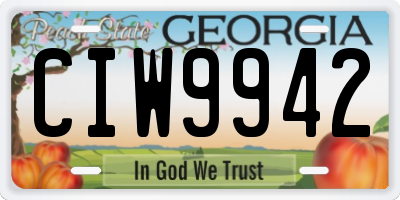 GA license plate CIW9942