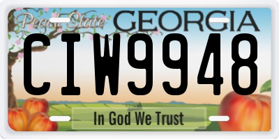GA license plate CIW9948
