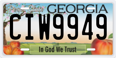 GA license plate CIW9949