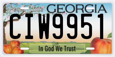 GA license plate CIW9951
