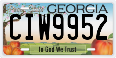GA license plate CIW9952