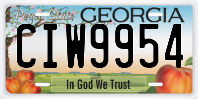 GA license plate CIW9954