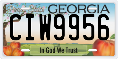 GA license plate CIW9956