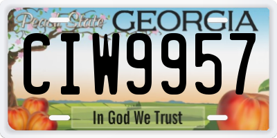 GA license plate CIW9957