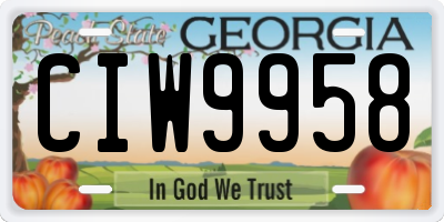 GA license plate CIW9958