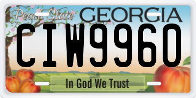 GA license plate CIW9960