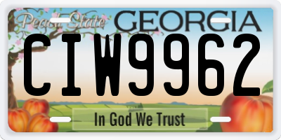 GA license plate CIW9962