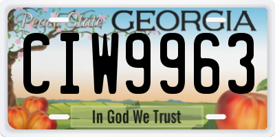 GA license plate CIW9963