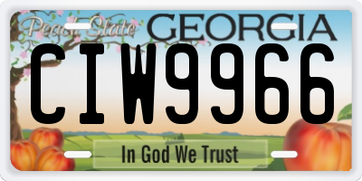 GA license plate CIW9966