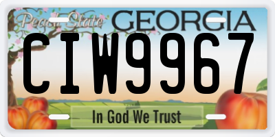 GA license plate CIW9967