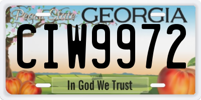 GA license plate CIW9972