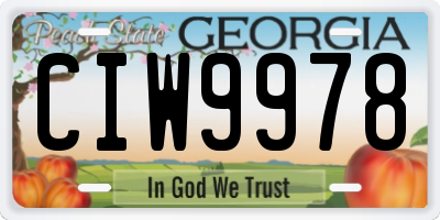 GA license plate CIW9978
