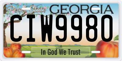 GA license plate CIW9980