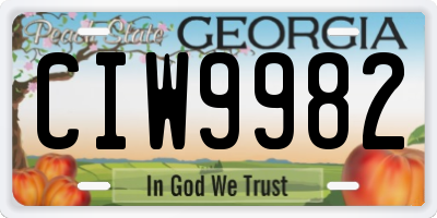 GA license plate CIW9982
