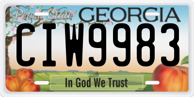 GA license plate CIW9983