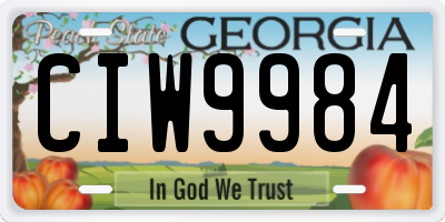 GA license plate CIW9984
