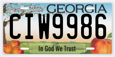 GA license plate CIW9986
