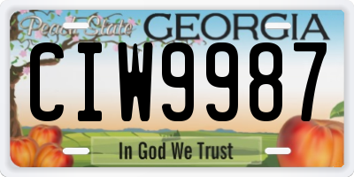 GA license plate CIW9987