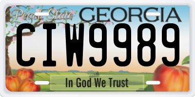 GA license plate CIW9989