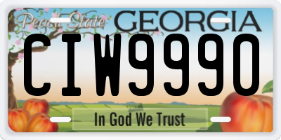 GA license plate CIW9990