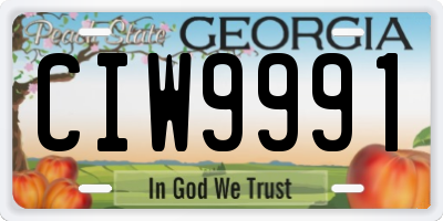 GA license plate CIW9991