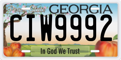 GA license plate CIW9992