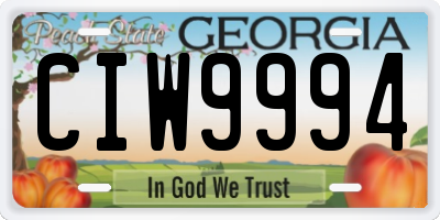 GA license plate CIW9994