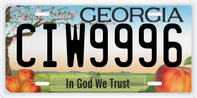 GA license plate CIW9996