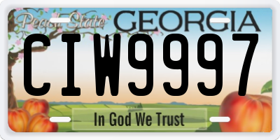 GA license plate CIW9997