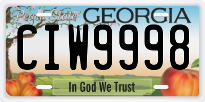 GA license plate CIW9998